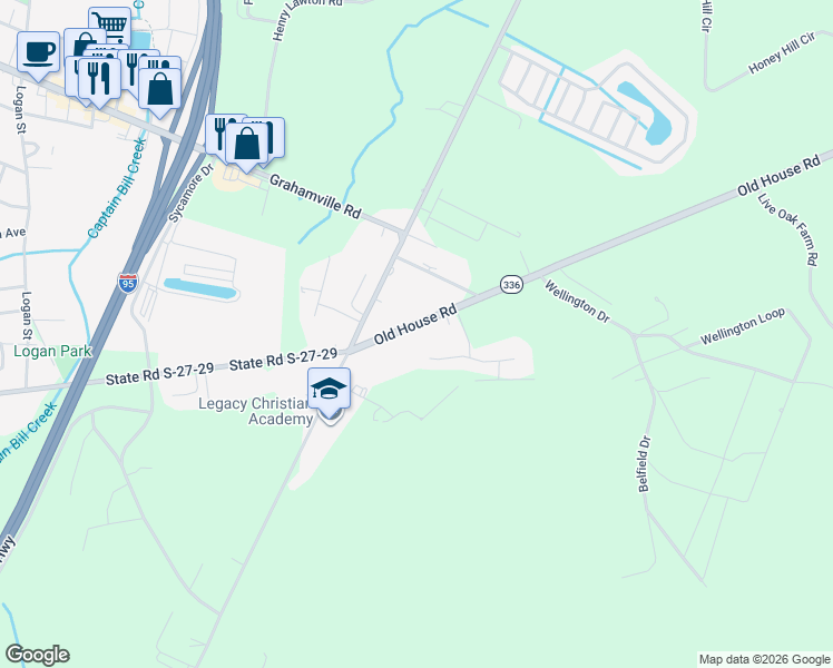 map of restaurants, bars, coffee shops, grocery stores, and more near 154 State Road S-27-29 in Ridgeland