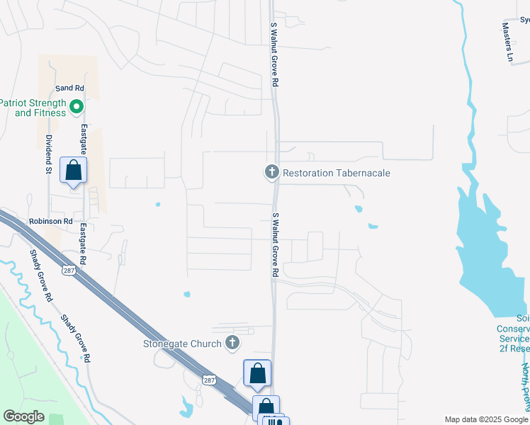 map of restaurants, bars, coffee shops, grocery stores, and more near 1081 South Walnut Grove Road in Midlothian