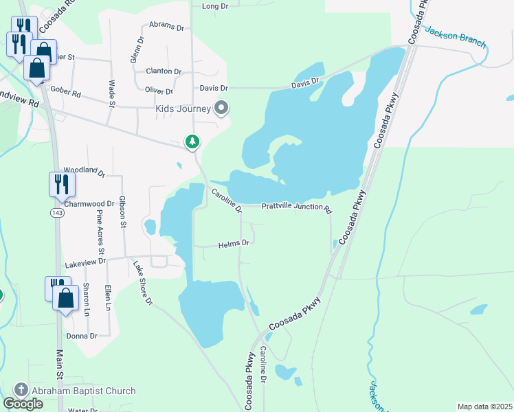 map of restaurants, bars, coffee shops, grocery stores, and more near 255 Prattville Junction Road in Millbrook