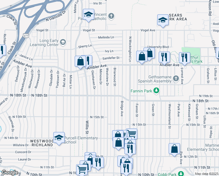 map of restaurants, bars, coffee shops, grocery stores, and more near 1901 Westview Drive in Abilene