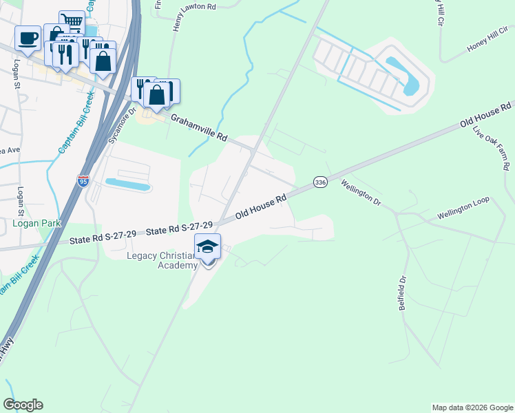 map of restaurants, bars, coffee shops, grocery stores, and more near 154 State Road S-27-29 in Ridgeland