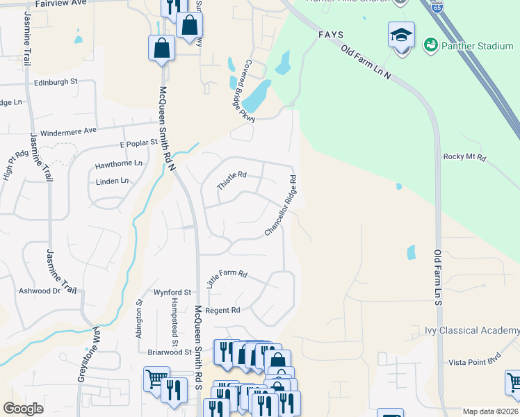 map of restaurants, bars, coffee shops, grocery stores, and more near 106 Grasmere Court in Prattville
