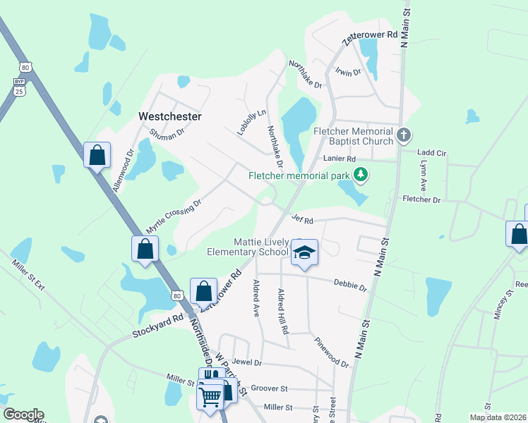 map of restaurants, bars, coffee shops, grocery stores, and more near 426 Myrtle Crossing Lane in Statesboro