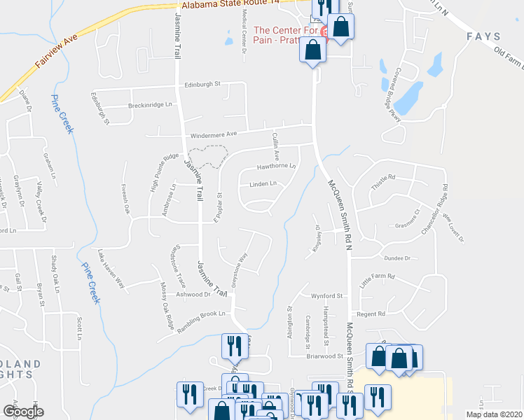 map of restaurants, bars, coffee shops, grocery stores, and more near 1620 Hawthorne Street in Prattville