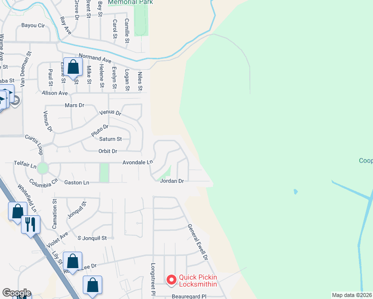 map of restaurants, bars, coffee shops, grocery stores, and more near 342 Avondale Lane in Bossier City