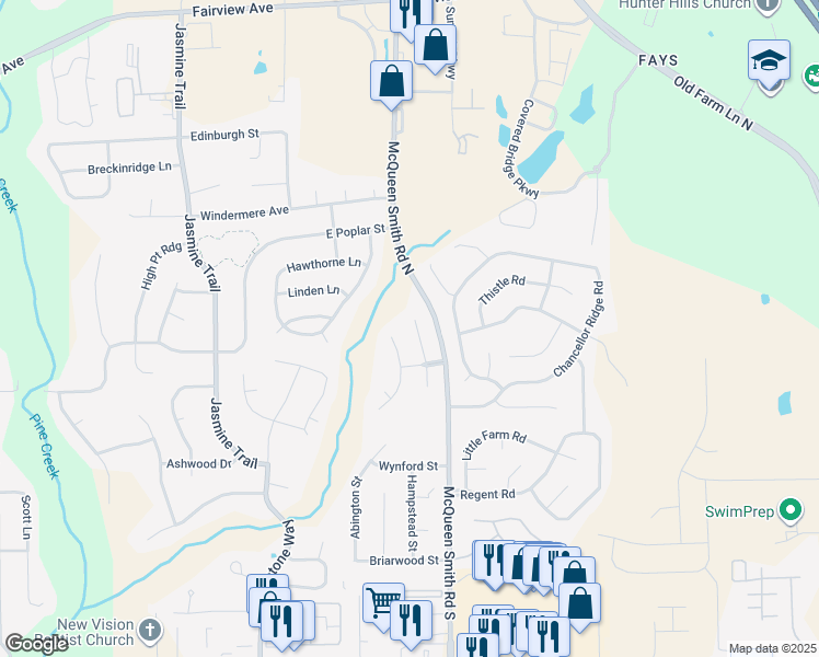 map of restaurants, bars, coffee shops, grocery stores, and more near 725 Briarcliff Place in Prattville