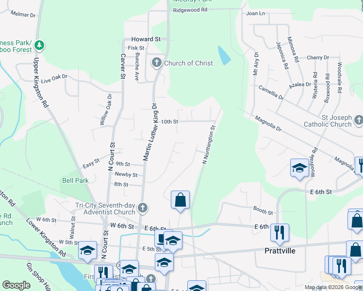 map of restaurants, bars, coffee shops, grocery stores, and more near 150 Cosby Court in Prattville