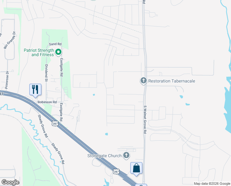 map of restaurants, bars, coffee shops, grocery stores, and more near 4031 Clancy Lane in Midlothian