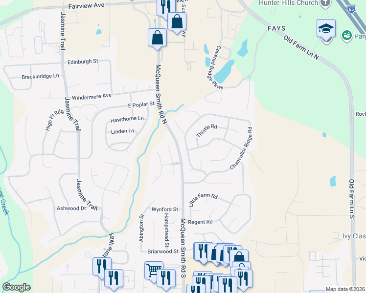map of restaurants, bars, coffee shops, grocery stores, and more near 2157 Chancellor Ridge Road in Prattville