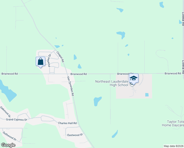 map of restaurants, bars, coffee shops, grocery stores, and more near 523 Briarwood Road in Meridian