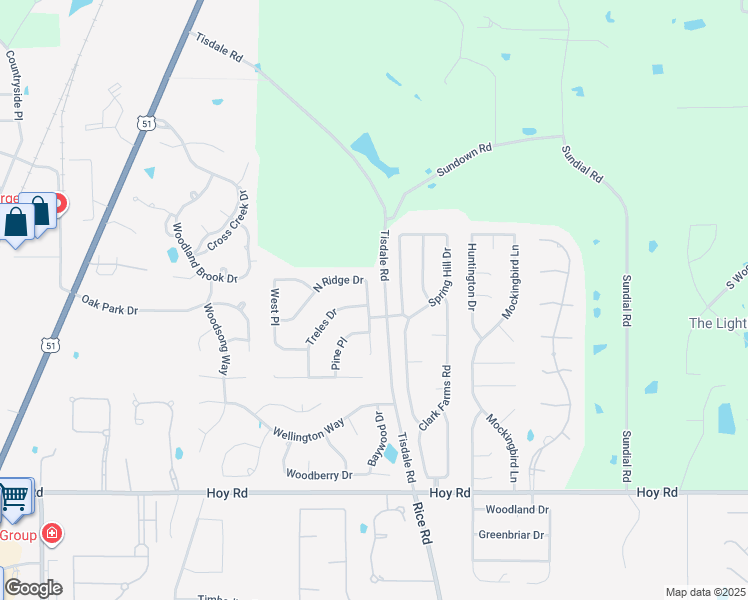 map of restaurants, bars, coffee shops, grocery stores, and more near 212 North Ridge Drive in Madison