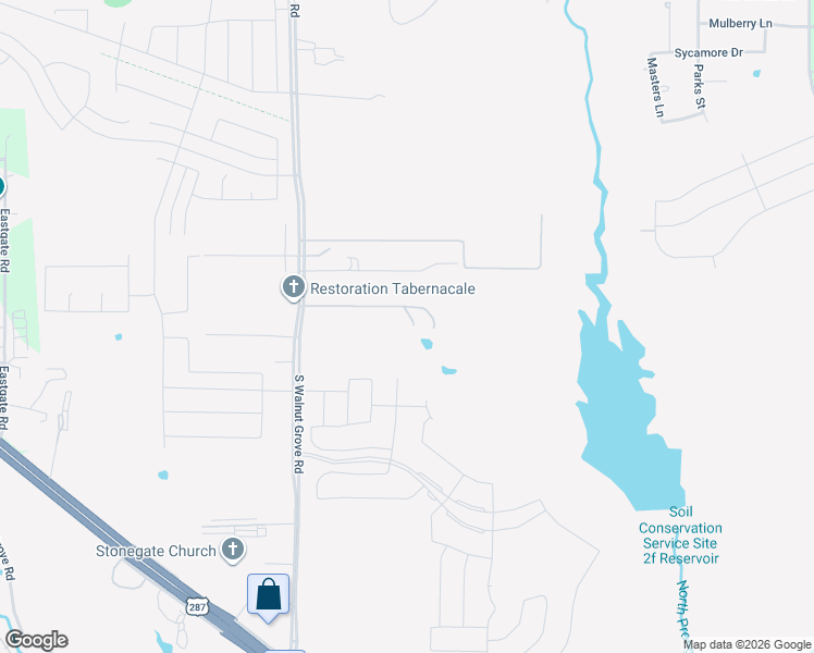 map of restaurants, bars, coffee shops, grocery stores, and more near 1052 South Walnut Grove Road in Midlothian