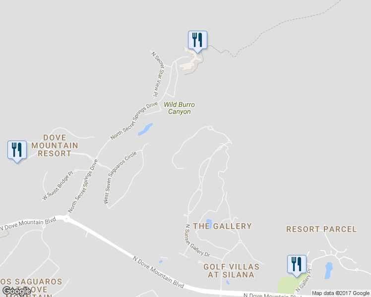 map of restaurants, bars, coffee shops, grocery stores, and more near 5823 West Sunset Gallery Place in Marana