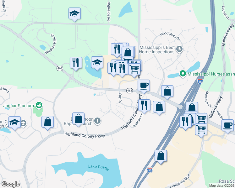 map of restaurants, bars, coffee shops, grocery stores, and more near 224 Key Drive in Madison