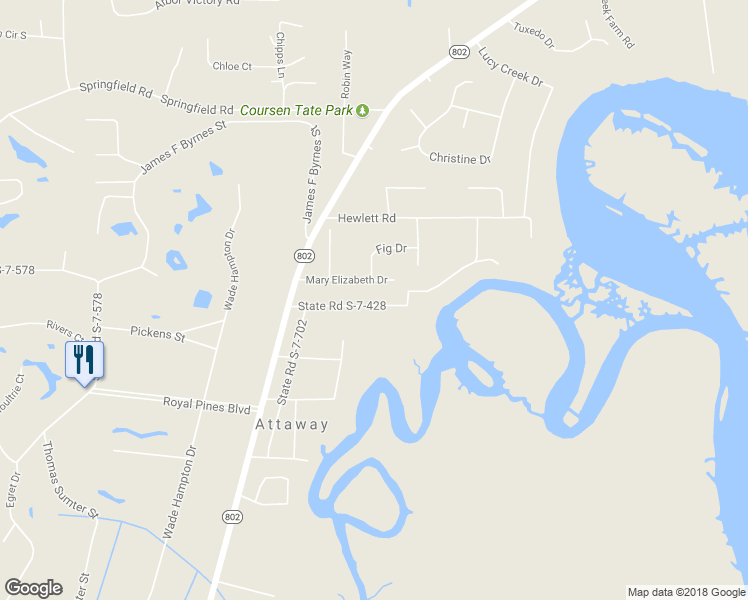 map of restaurants, bars, coffee shops, grocery stores, and more near 21 State Road S-7-428 in Beaufort