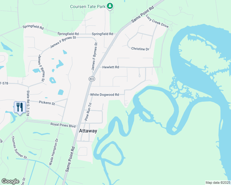 map of restaurants, bars, coffee shops, grocery stores, and more near 21 State Road S-7-428 in Beaufort