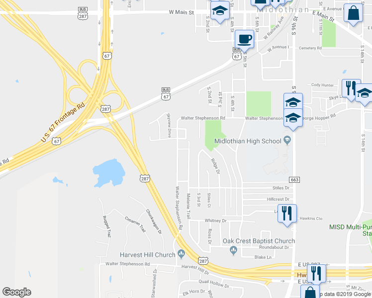 map of restaurants, bars, coffee shops, grocery stores, and more near 913 Jenni Drive in Midlothian