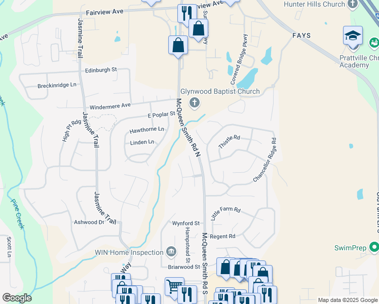 map of restaurants, bars, coffee shops, grocery stores, and more near 732 Briarcliff Place in Prattville