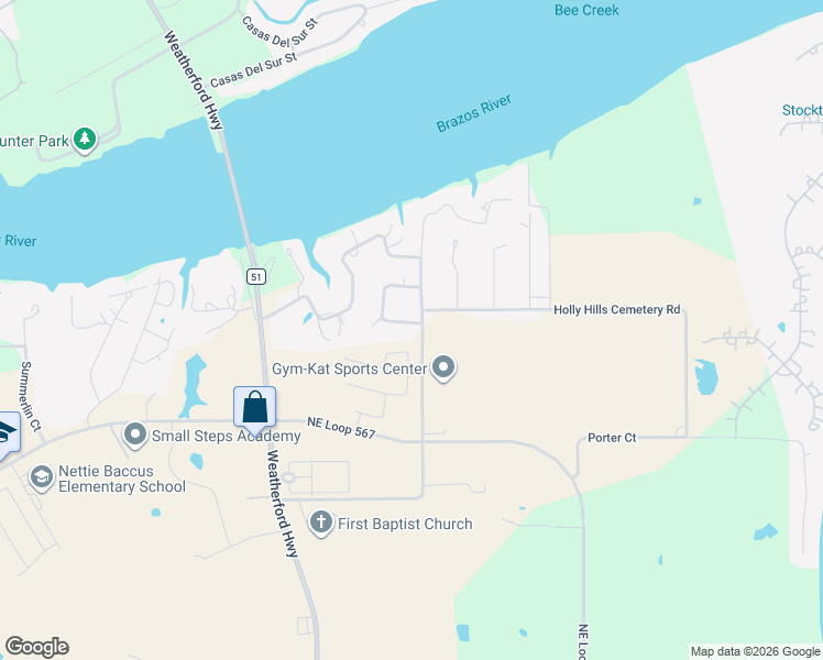 map of restaurants, bars, coffee shops, grocery stores, and more near 2201 Cadiz Circle in Granbury