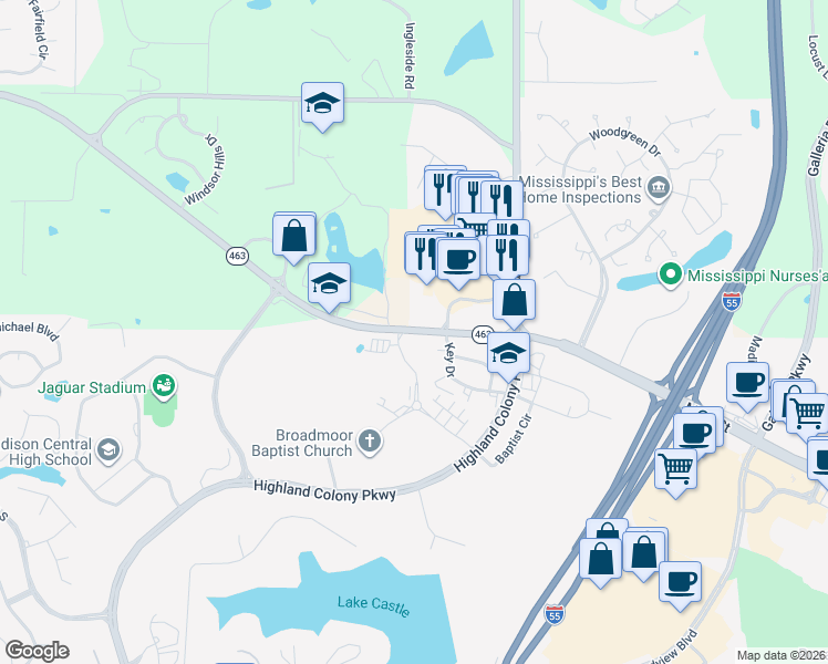 map of restaurants, bars, coffee shops, grocery stores, and more near 224 Key Drive in Madison