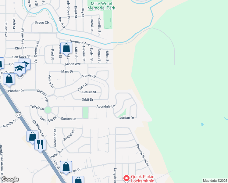 map of restaurants, bars, coffee shops, grocery stores, and more near 307 Avondale Lane in Bossier City