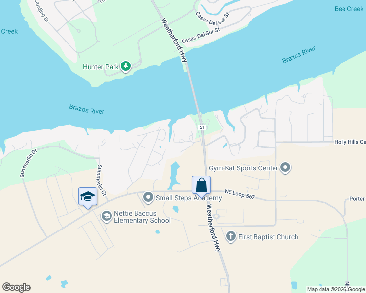 map of restaurants, bars, coffee shops, grocery stores, and more near 107 Ada Court in Granbury