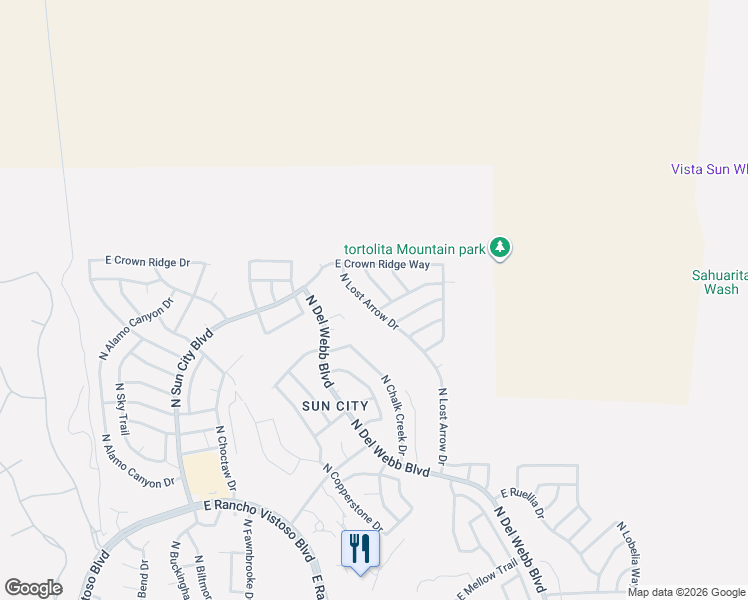 map of restaurants, bars, coffee shops, grocery stores, and more near 14686 North Lost Arrow Drive in Oro Valley