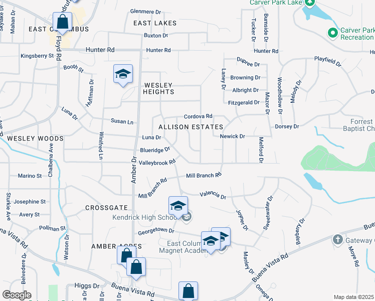 map of restaurants, bars, coffee shops, grocery stores, and more near 6050 Capri Circle in Columbus