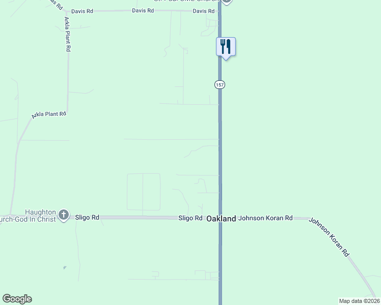 map of restaurants, bars, coffee shops, grocery stores, and more near 225 Oakland Road in Haughton