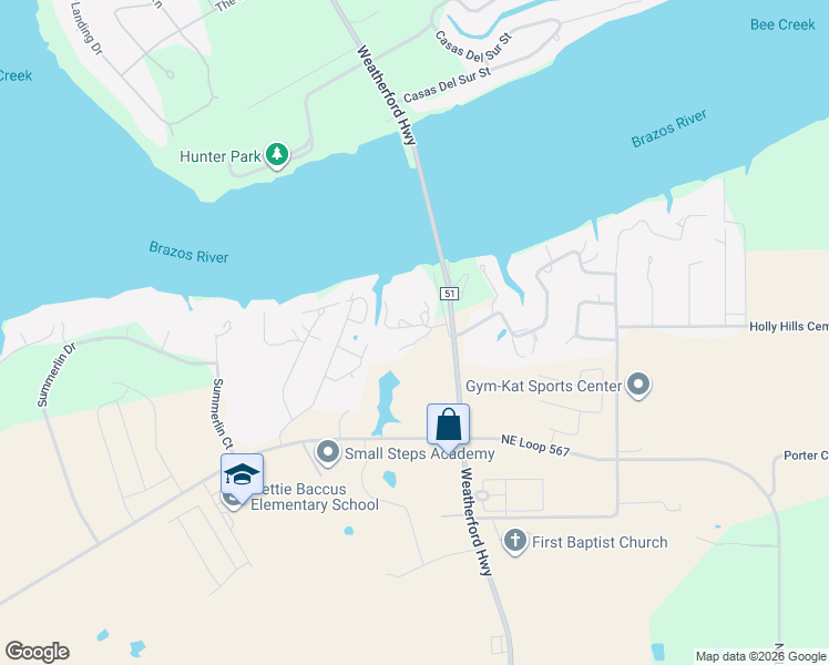 map of restaurants, bars, coffee shops, grocery stores, and more near 107 Ada Court in Granbury