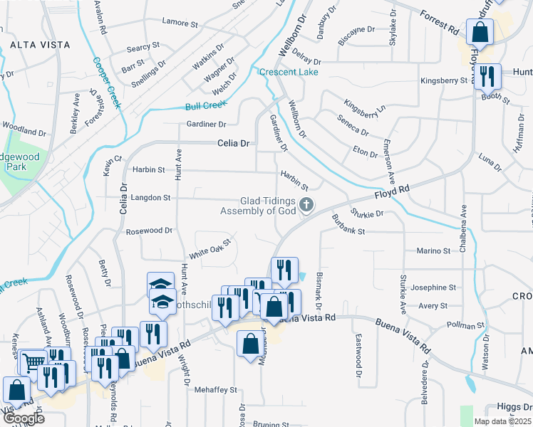map of restaurants, bars, coffee shops, grocery stores, and more near 4816 Langdon Street in Columbus