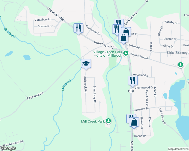 map of restaurants, bars, coffee shops, grocery stores, and more near 3311 Pinebrook Lane in Millbrook