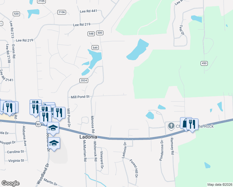 map of restaurants, bars, coffee shops, grocery stores, and more near 375 Partisan Drive in Phenix City
