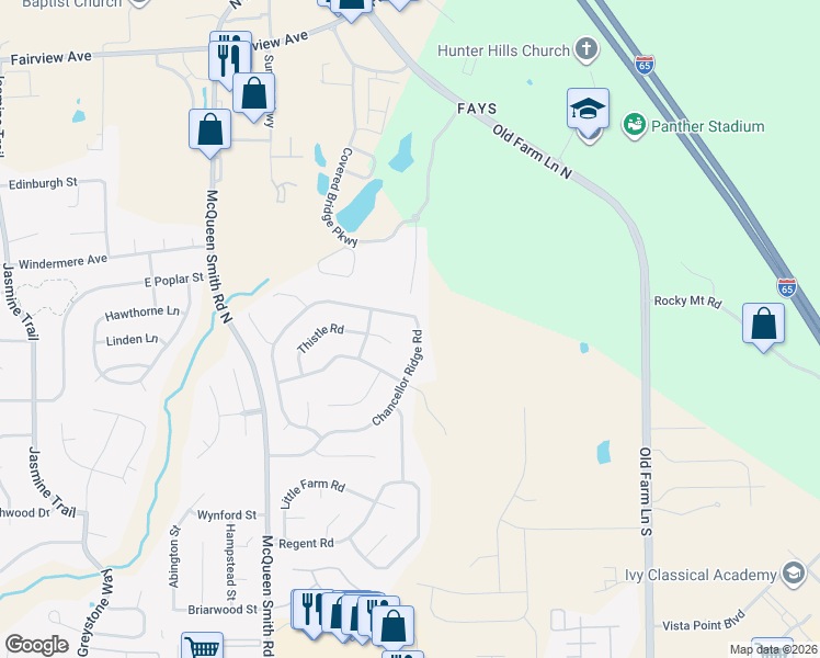 map of restaurants, bars, coffee shops, grocery stores, and more near 1957 Chancellor Ridge Road in Prattville