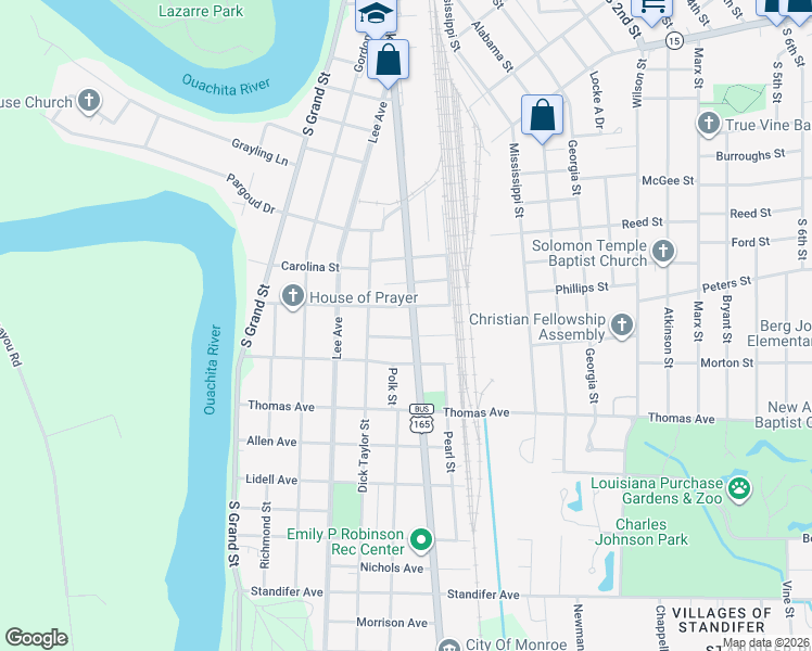 map of restaurants, bars, coffee shops, grocery stores, and more near 2910 Jackson St in Monroe