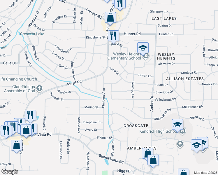 map of restaurants, bars, coffee shops, grocery stores, and more near 1421 Ridgeview Road in Columbus