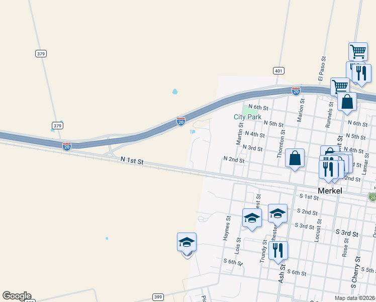 map of restaurants, bars, coffee shops, grocery stores, and more near 174 High Cotton Parkway in Merkel