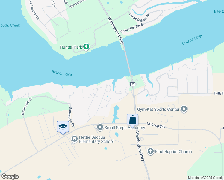 map of restaurants, bars, coffee shops, grocery stores, and more near 2319 Live Oak Circle in Granbury
