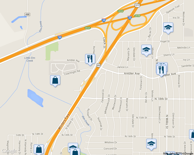 map of restaurants, bars, coffee shops, grocery stores, and more near 2002 Richland Drive in Abilene