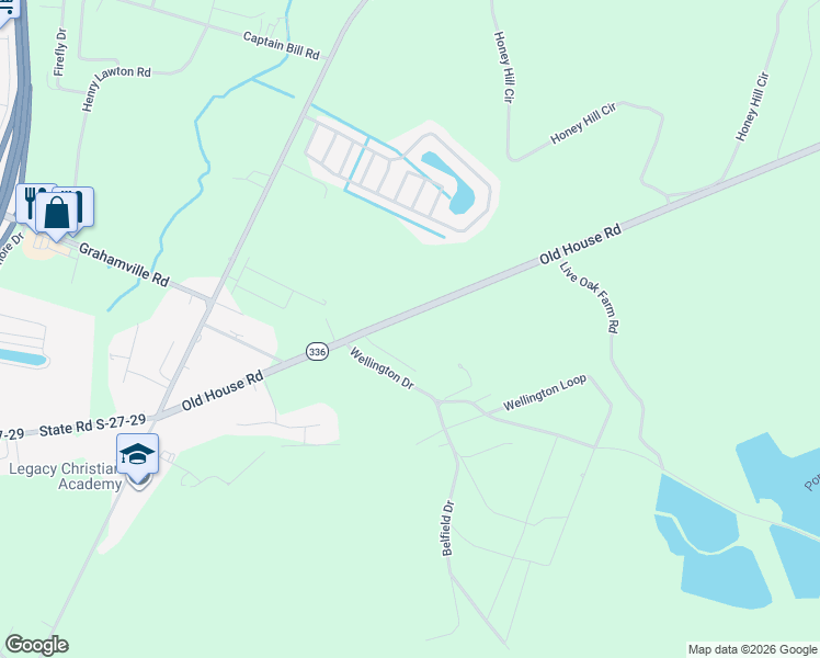 map of restaurants, bars, coffee shops, grocery stores, and more near Old House Road in Ridgeland