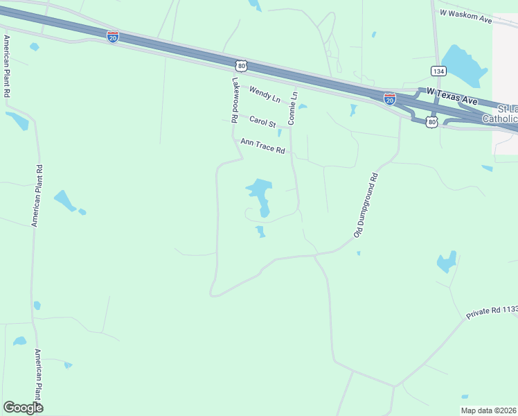map of restaurants, bars, coffee shops, grocery stores, and more near 456 Connie Lane in Waskom