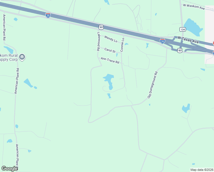 map of restaurants, bars, coffee shops, grocery stores, and more near 456 Connie Lane in Waskom