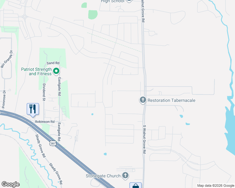 map of restaurants, bars, coffee shops, grocery stores, and more near 4000 Walnut Lane in Midlothian