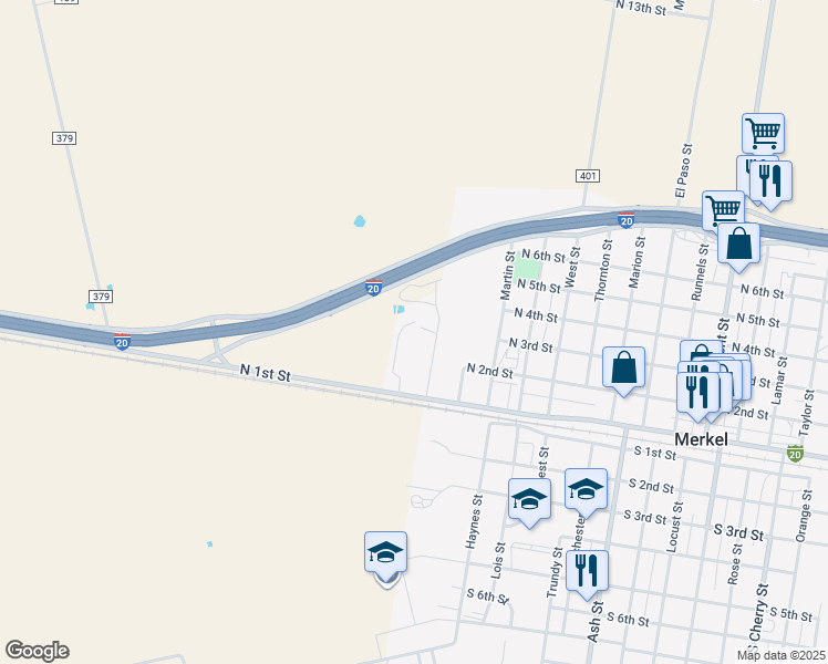 map of restaurants, bars, coffee shops, grocery stores, and more near 261 High Cotton Parkway in Merkel