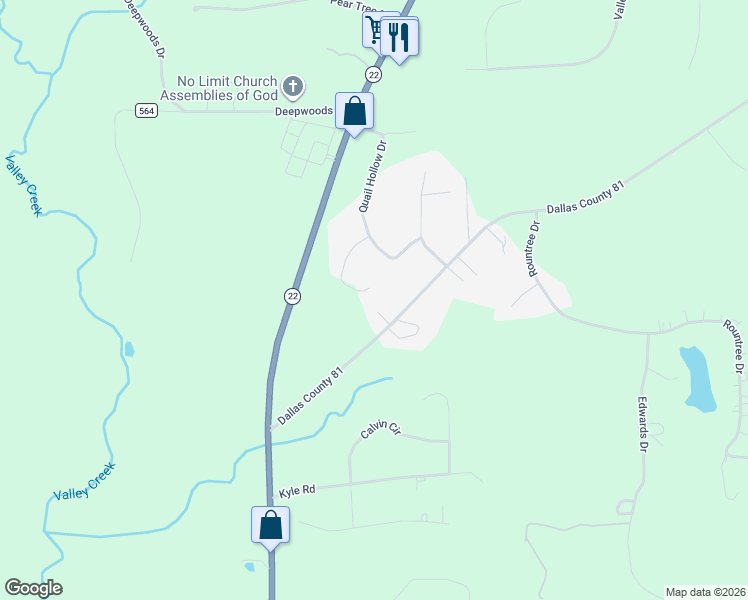 map of restaurants, bars, coffee shops, grocery stores, and more near 401-403 Dallas County 81 in Valley Grande