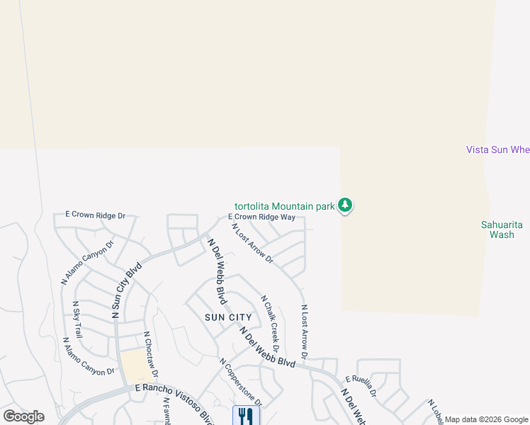 map of restaurants, bars, coffee shops, grocery stores, and more near 1701 East Crown Ridge Way in Oro Valley
