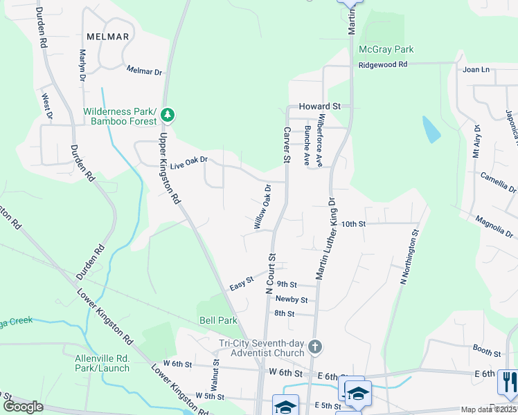 map of restaurants, bars, coffee shops, grocery stores, and more near 202 Willow Oak Court in Prattville