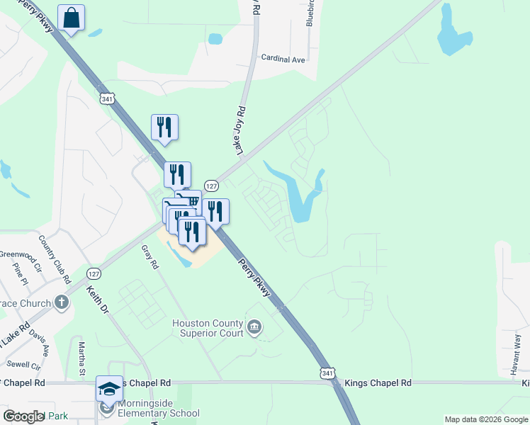 map of restaurants, bars, coffee shops, grocery stores, and more near Ensemble Boulevard in Perry