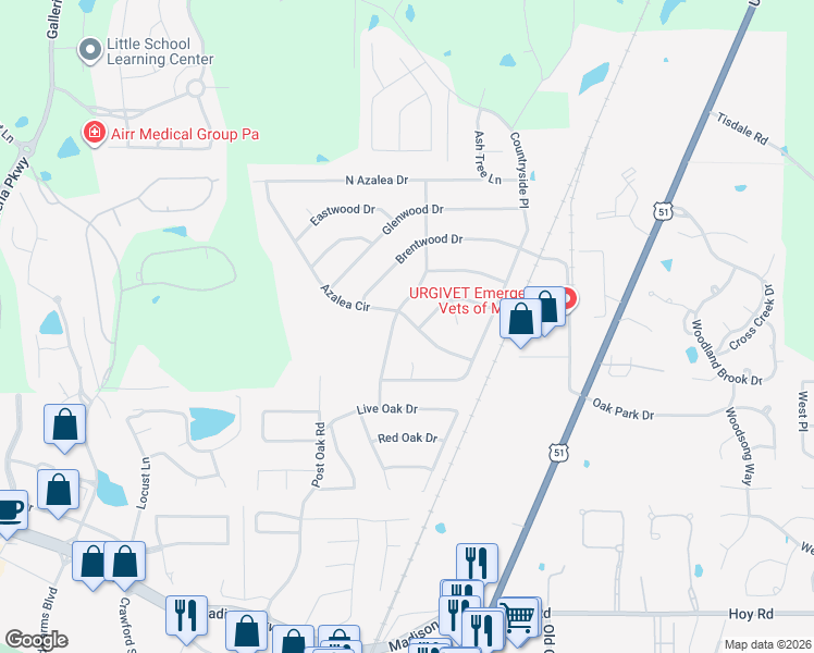 map of restaurants, bars, coffee shops, grocery stores, and more near 74 Camellia Lane in Madison