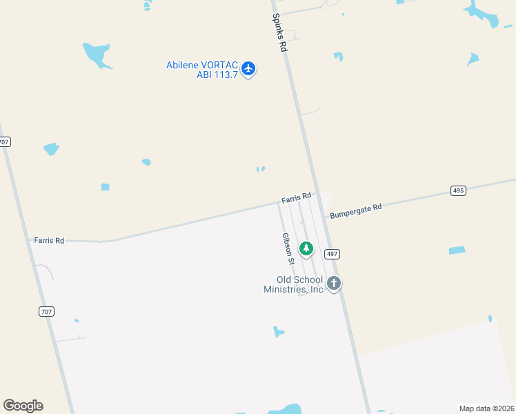 map of restaurants, bars, coffee shops, grocery stores, and more near County Road 496 in Abilene